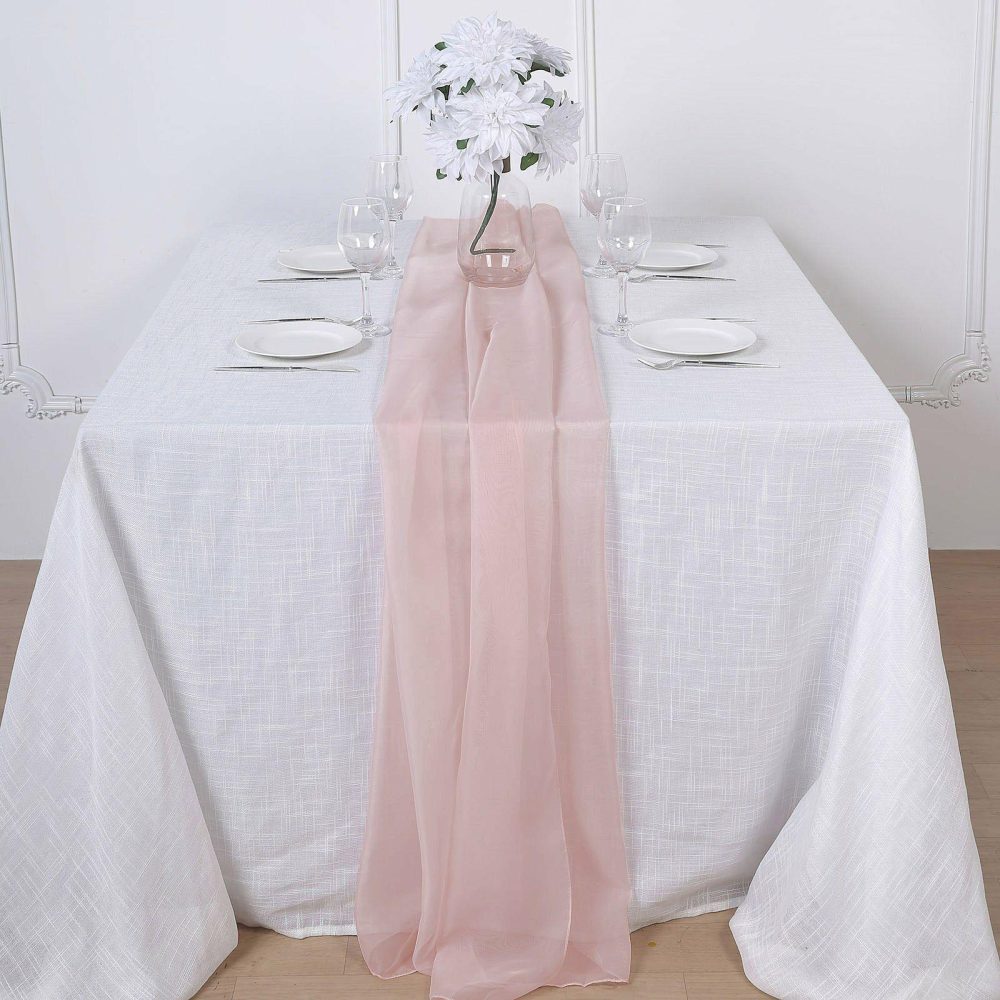 Blush Premium Chiffon Table Runner 6ft  |   Organza & Chiffon Organza & Chiffon Blush