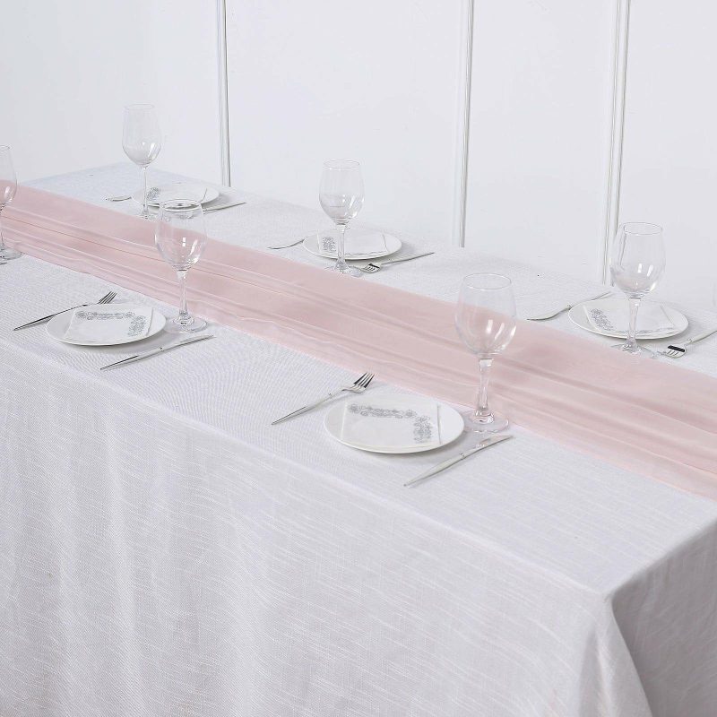 Blush Premium Chiffon Table Runner 6ft  |   Organza & Chiffon Organza & Chiffon Blush