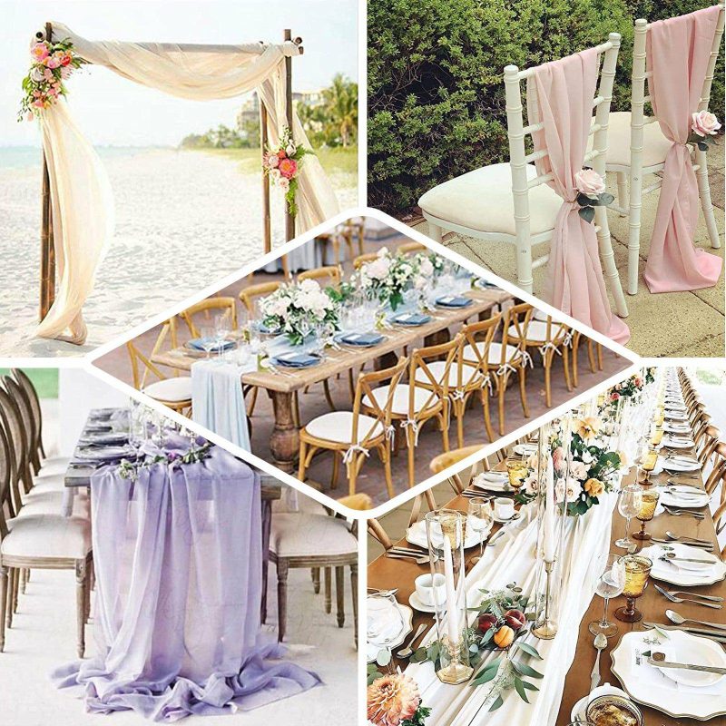 Blush Premium Chiffon Table Runner 6ft  |   Organza & Chiffon Organza & Chiffon Blush