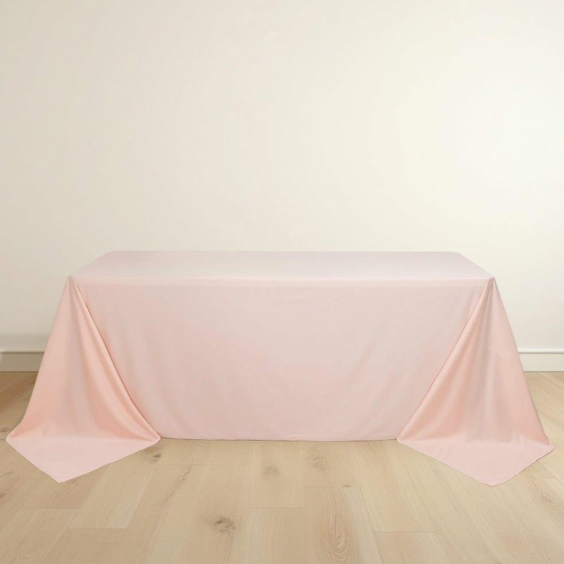 Blush Premium Scuba Rectangular Tablecloth, Wrinkle Free Polyester Seamless Tablecloth – 90″x132″ for 6 Foot Table With Floor-Length Drop  |   Polyester Polyester Blush