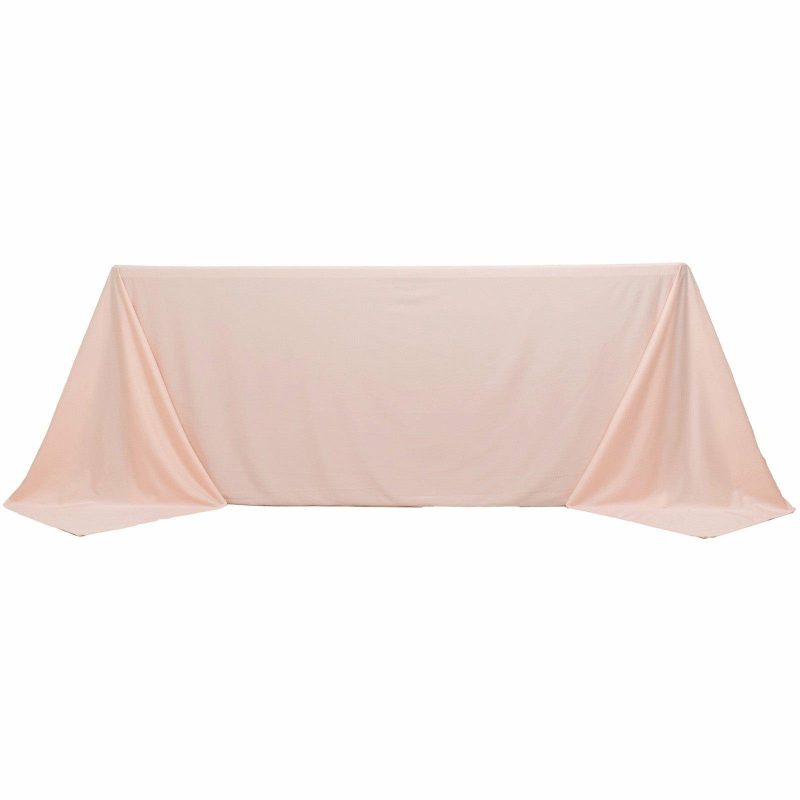 Blush Premium Scuba Rectangular Tablecloth, Wrinkle Free Polyester Seamless Tablecloth – 90″x132″ for 6 Foot Table With Floor-Length Drop  |   Polyester Polyester Blush