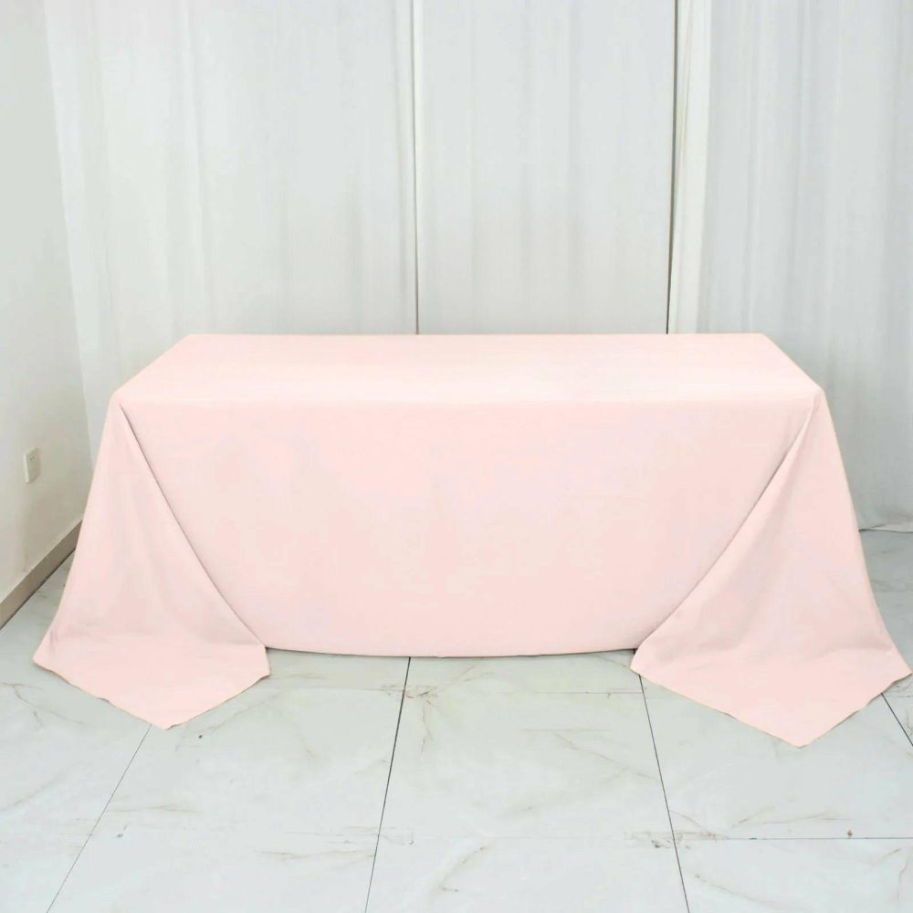 Blush Seamless Premium Polyester Rectangular Tablecloth 220GSM 90″x132″ for 6 Foot Table With Floor-Length Drop  |   Polyester Polyester Blush