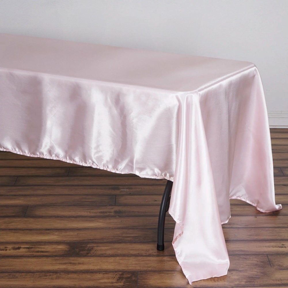 Blush Seamless Satin Rectangular Tablecloth 60″x126″  |   Satin Satin Blush