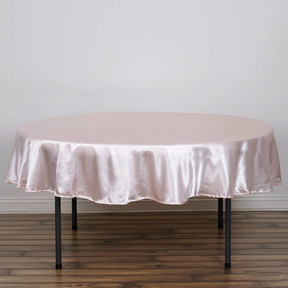 Blush Seamless Satin Round Tablecloth 90″  |   Satin Satin Blush