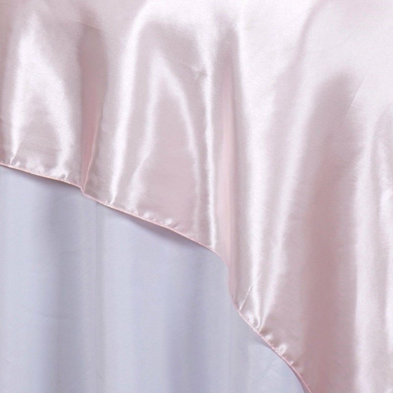 Blush Seamless Satin Square Tablecloth Overlay 72″x72″  |   Satin & Taffeta Blush