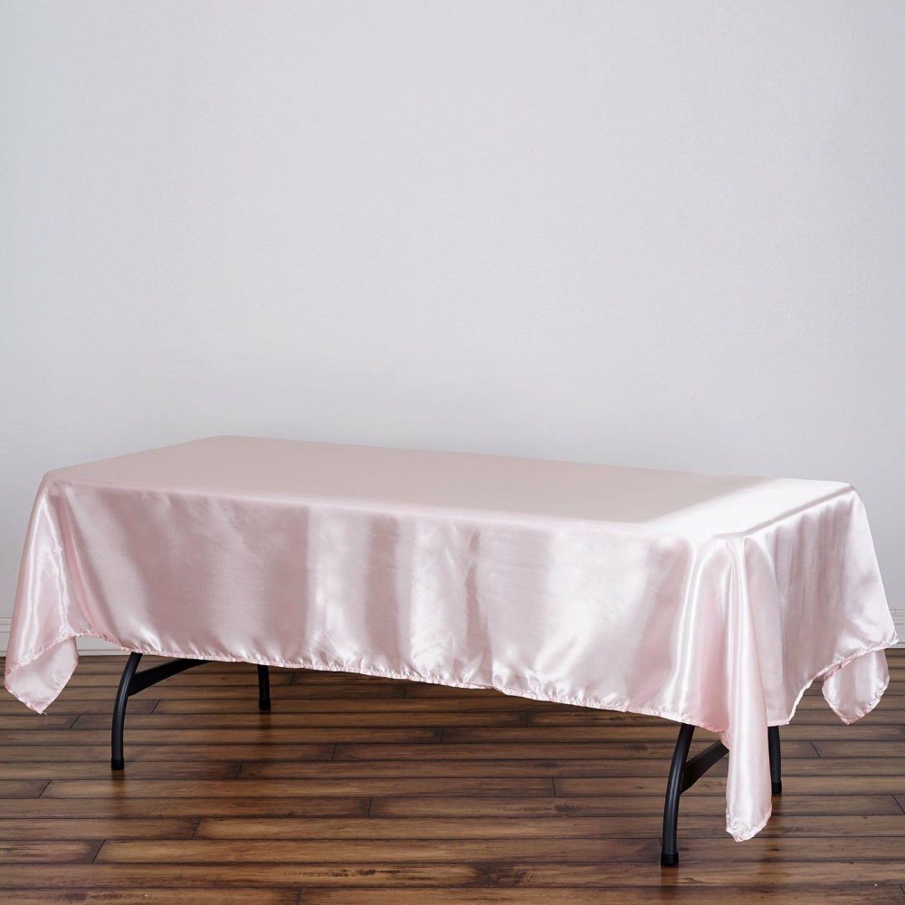 Blush Seamless Smooth Satin Rectangular Tablecloth 60″x102″  |   Satin Satin Blush