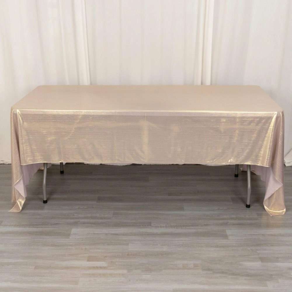 Blush Shimmer Sequin Dots Polyester Tablecloth, Wrinkle Free Sparkle Glitter Tablecover 60″x126″  |   Sparkly Shimmer Sparkly Shimmer Blush