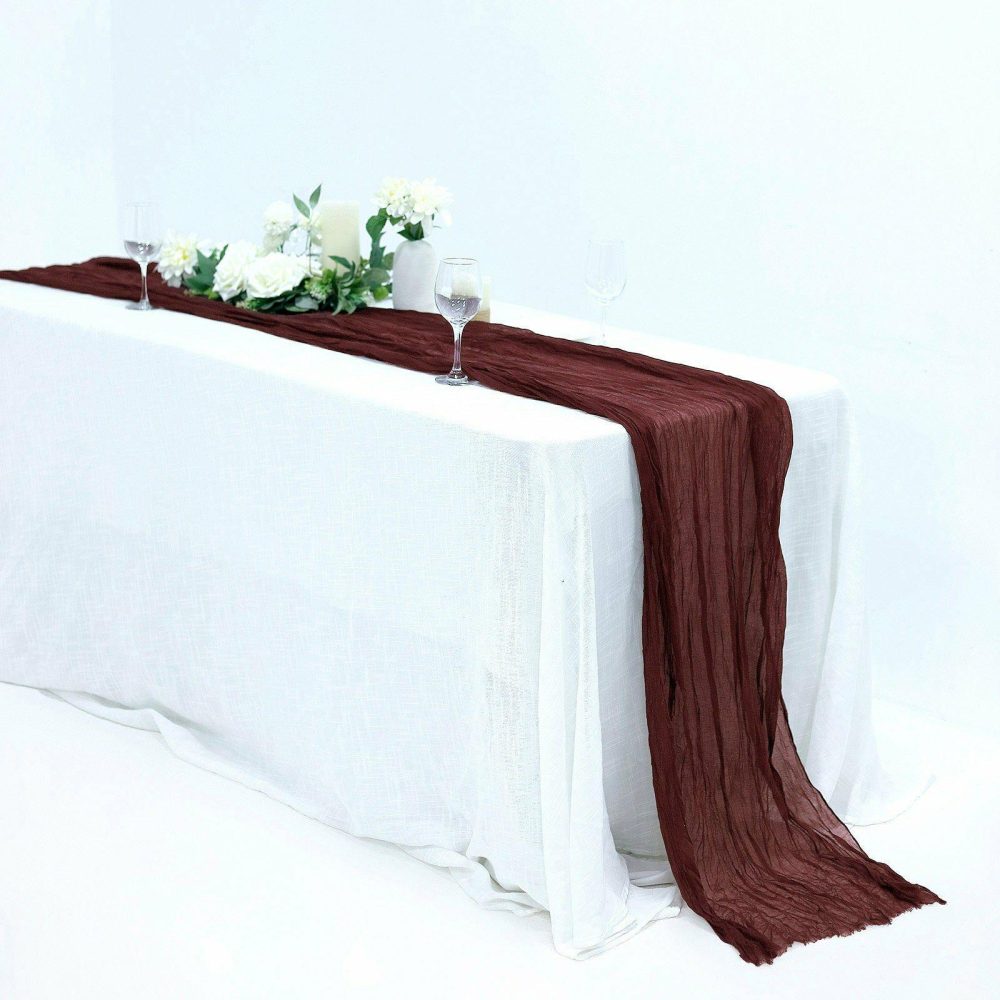 Burgundy Gauze Cheesecloth Boho Table Runner 10ft  |   Gauze Cheesecloth Gauze Cheesecloth Burgundy