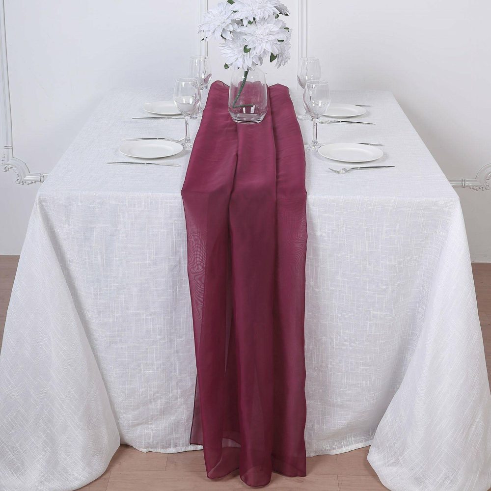 Burgundy Premium Chiffon Table Runner 6ft  |   Organza & Chiffon Organza & Chiffon Burgundy