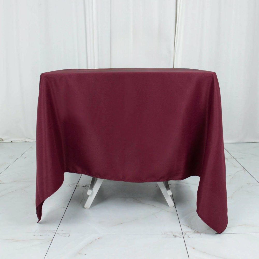 Burgundy Premium Seamless Polyester Square Tablecloth 220GSM 70″x70″  |   Polyester Polyester Burgundy