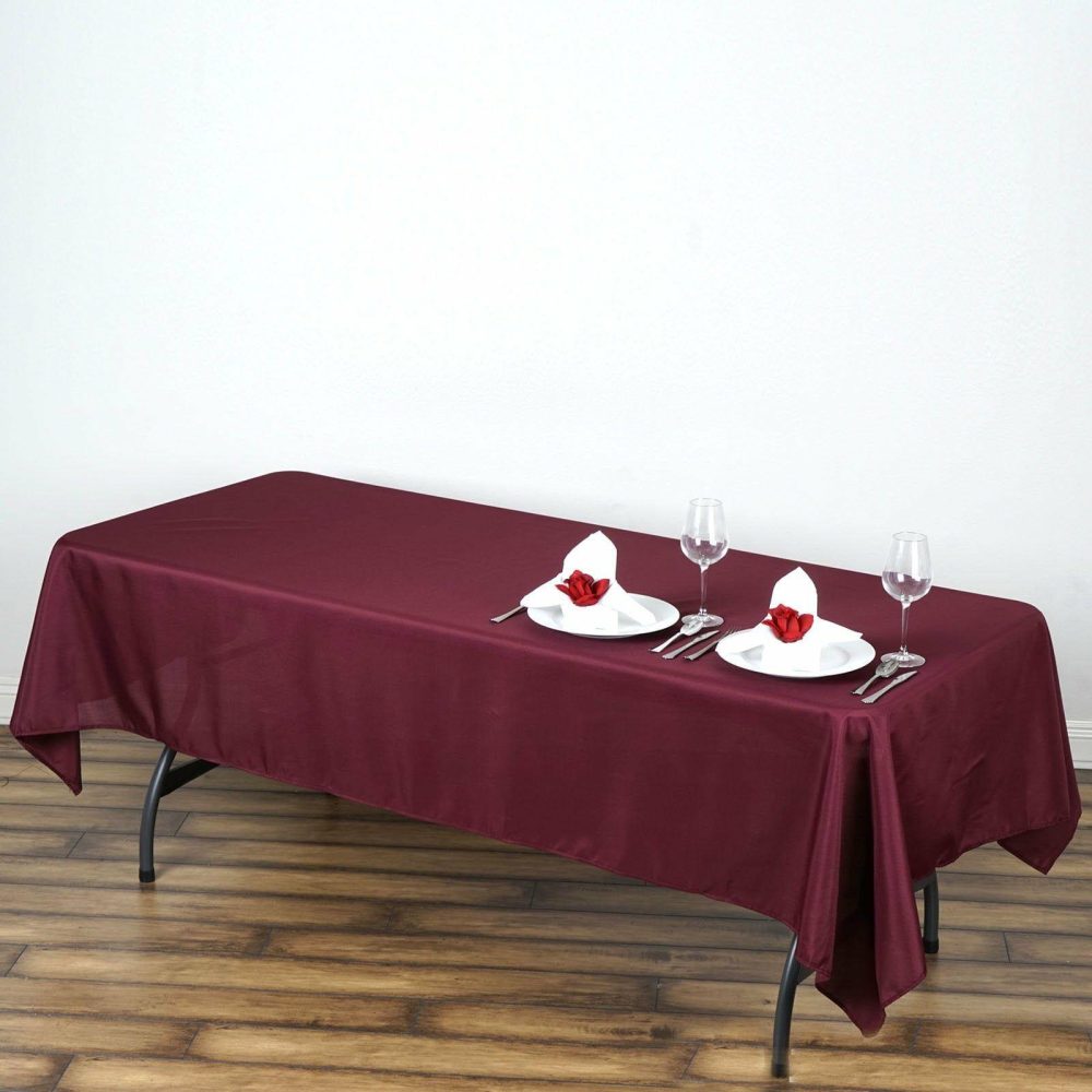 Burgundy Seamless Polyester Rectangular Tablecloth 60″x102″  |   Polyester Polyester Burgundy