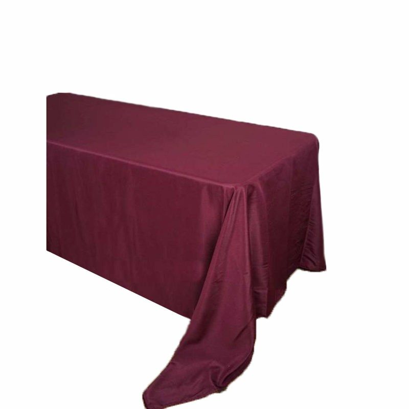 Burgundy Seamless Polyester Rectangular Tablecloth 90″x156″ for 8 Foot Table With Floor-Length Drop  |   Polyester Polyester Burgundy