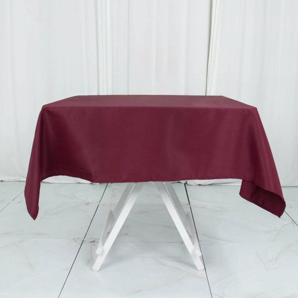 Burgundy Seamless Premium Polyester Square Tablecloth 220GSM 54″x54″  |   Polyester Polyester Burgundy