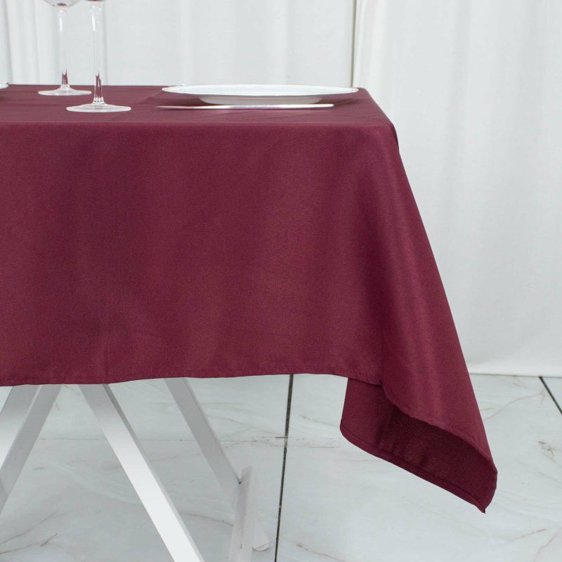 Burgundy Seamless Premium Polyester Square Tablecloth 220GSM 54″x54″  |   Polyester Polyester Burgundy