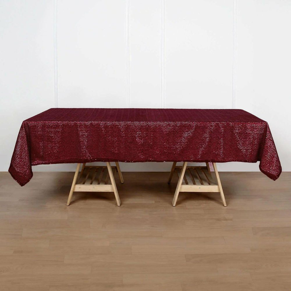 Burgundy Seamless Premium Sequin Rectangle Tablecloth 60″x102″  |   Sequin Sequin Burgundy