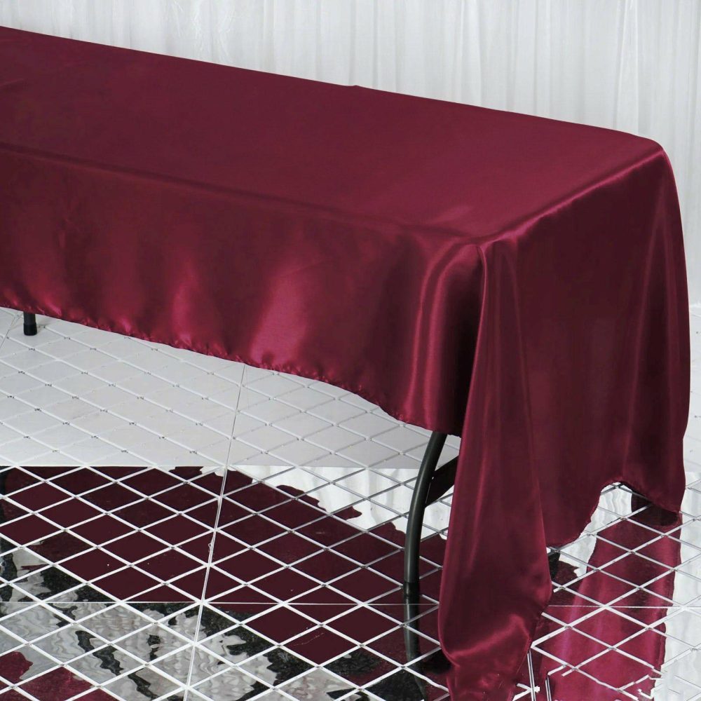 Burgundy Seamless Satin Rectangular Tablecloth 60″x126″  |   Satin Satin Burgundy