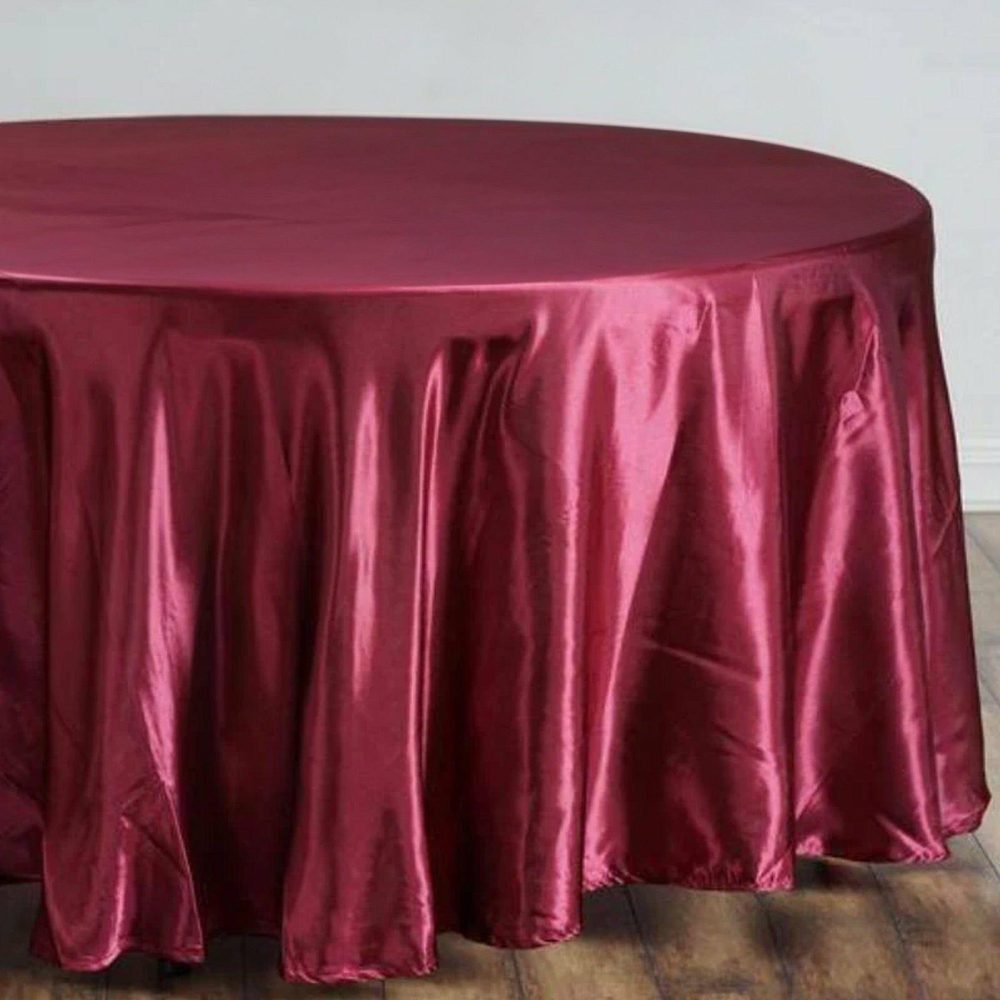 Burgundy Seamless Satin Round Tablecloth 108″  |   Satin Satin Burgundy