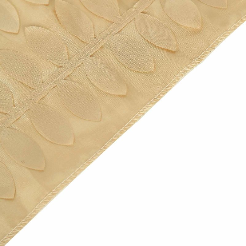 Champagne 3D Leaf Petal Taffeta Fabric Table Runner 12″x108″  |   Stylish Stylish Champagne