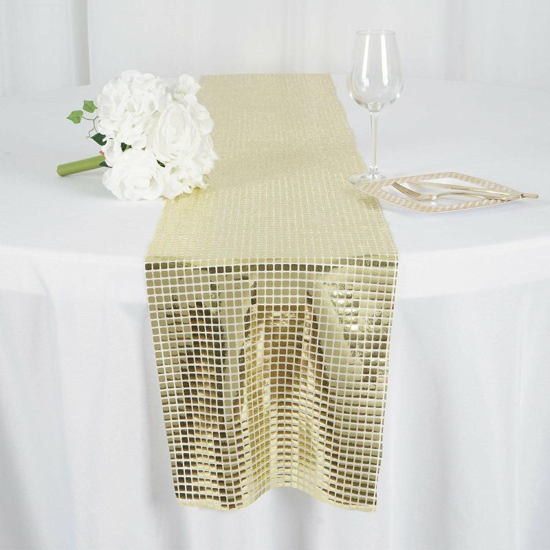 Champagne Dashing Mirror Foil Table Runner 12″x108″  |   Stylish Stylish Champagne