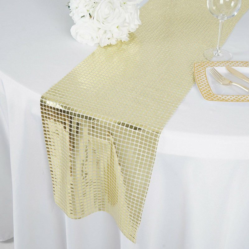 Champagne Dashing Mirror Foil Table Runner 12″x108″  |   Stylish Stylish Champagne