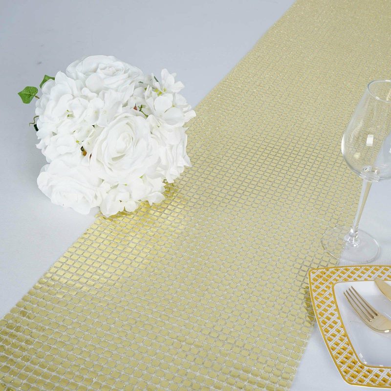 Champagne Dashing Mirror Foil Table Runner 12″x108″  |   Stylish Stylish Champagne