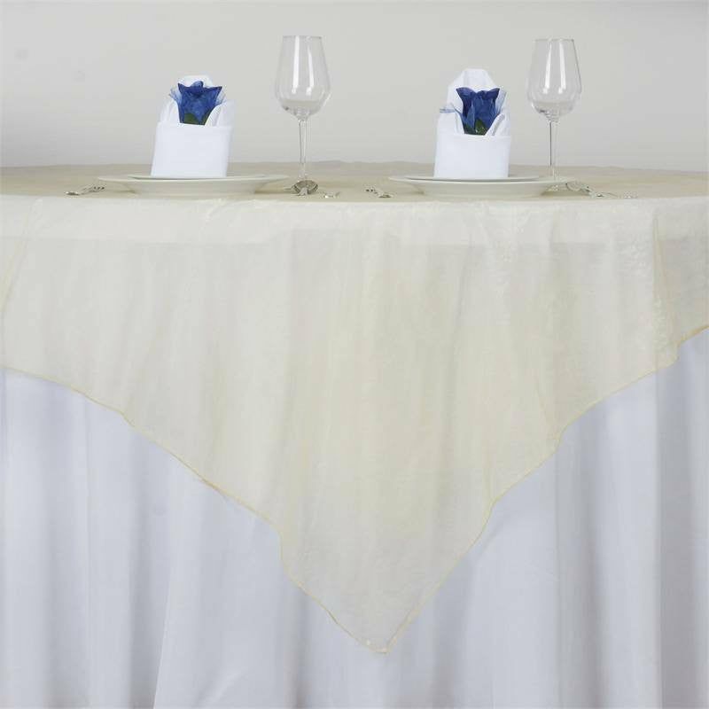 Champagne Organza Square Table Overlay 72″x72″  |   Sheer Organza Sheer Organza Champagne