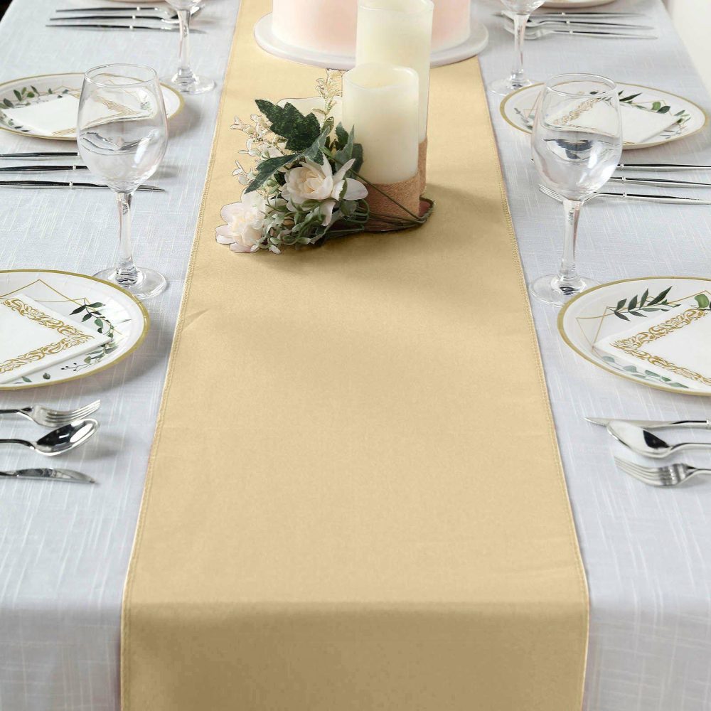 Champagne Polyester Table Runner 12″x108″  |   Polyester Polyester Champagne