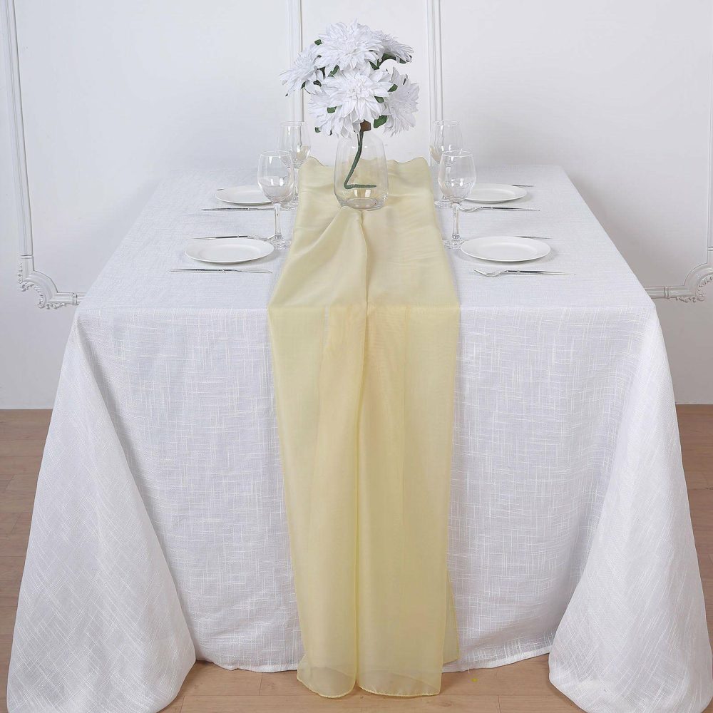 Champagne Premium Chiffon Table Runner 6ft  |   Organza & Chiffon Organza & Chiffon Champagne