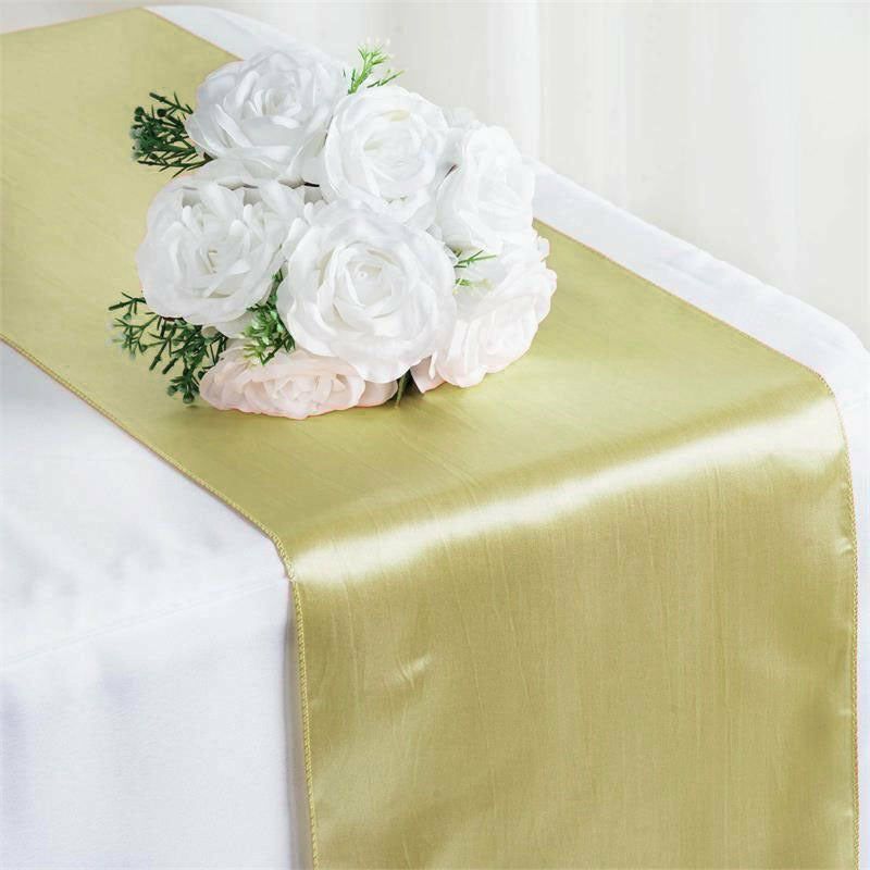 Champagne Satin Table Runner 12″x108″  |   Satin & Taffeta Satin & Taffeta Champagne