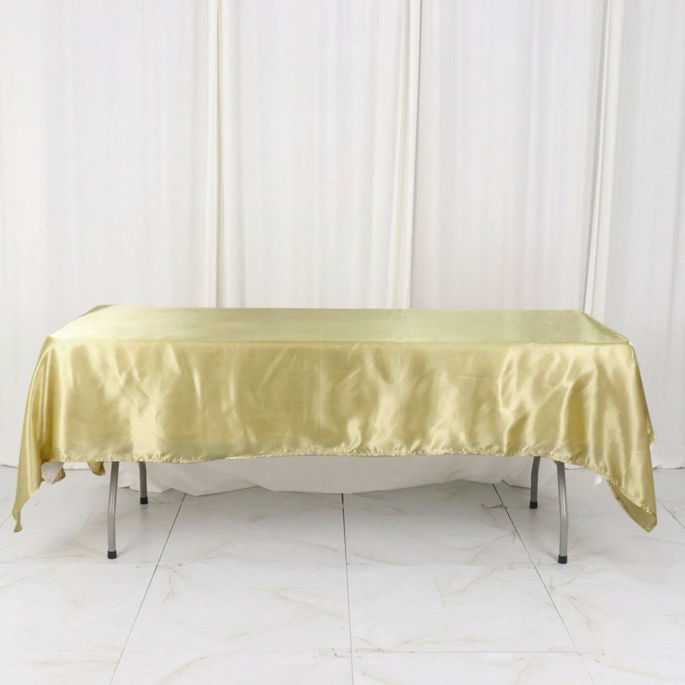 Champagne Seamless Smooth Satin Rectangular Tablecloth 60″x102″  |   Satin Satin Champagne