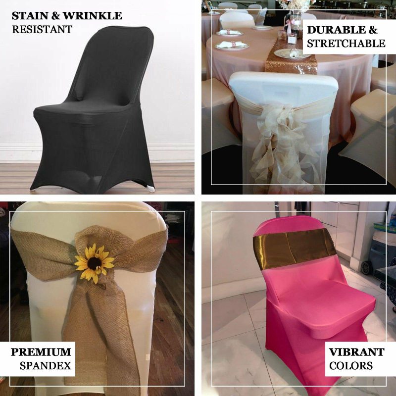 Champagne Spandex Stretch Fitted Folding Slip On Chair Cover 160 GSM  |   Spandex Fitted Folding Chair Covers Champagne