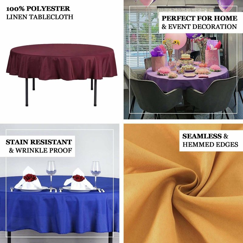 Chocolate Seamless Polyester Linen Tablecloth 70″ Round  |   Polyester Polyester Chocolate