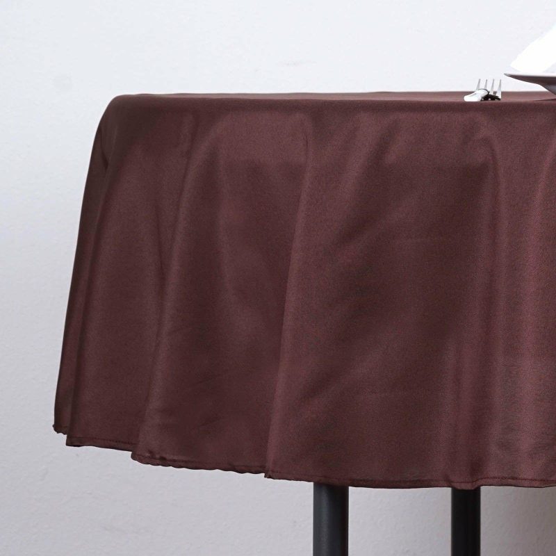 Chocolate Seamless Polyester Linen Tablecloth 70″ Round  |   Polyester Polyester Chocolate