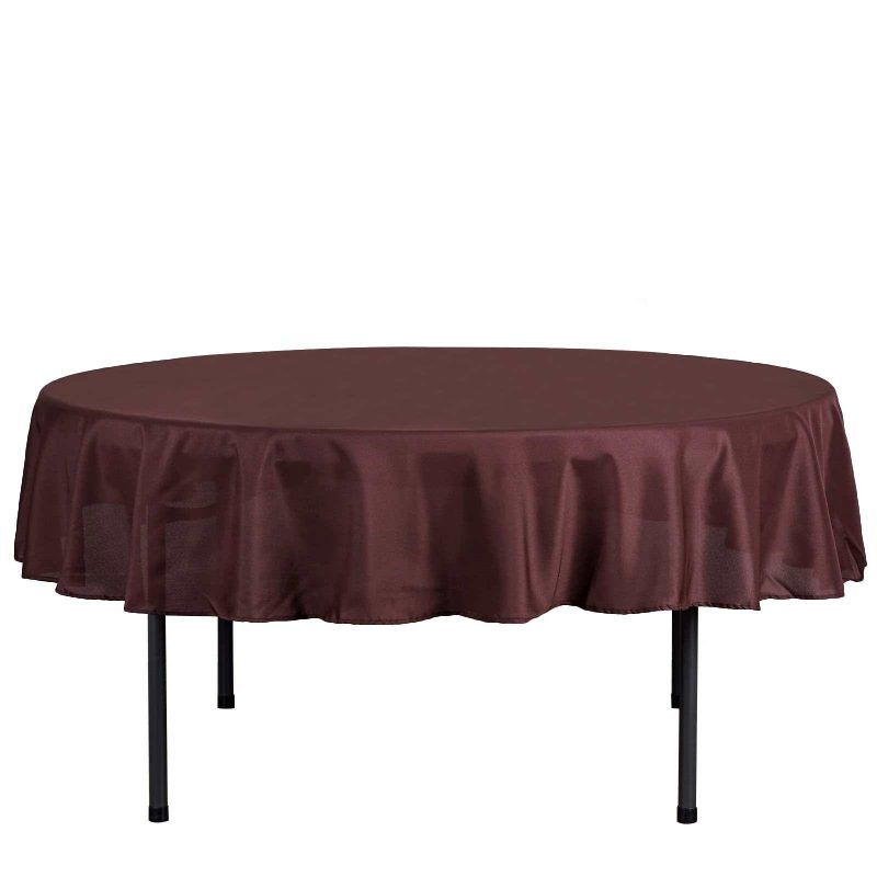 Chocolate Seamless Polyester Linen Tablecloth 70″ Round  |   Polyester Polyester Chocolate