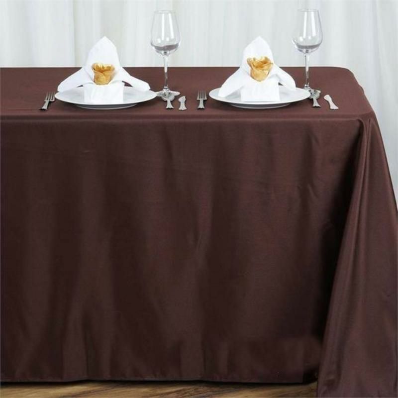 Chocolate Seamless Polyester Rectangular Tablecloth 90″x156″ for 8 Foot Table With Floor-Length Drop  |   Polyester Polyester Chocolate