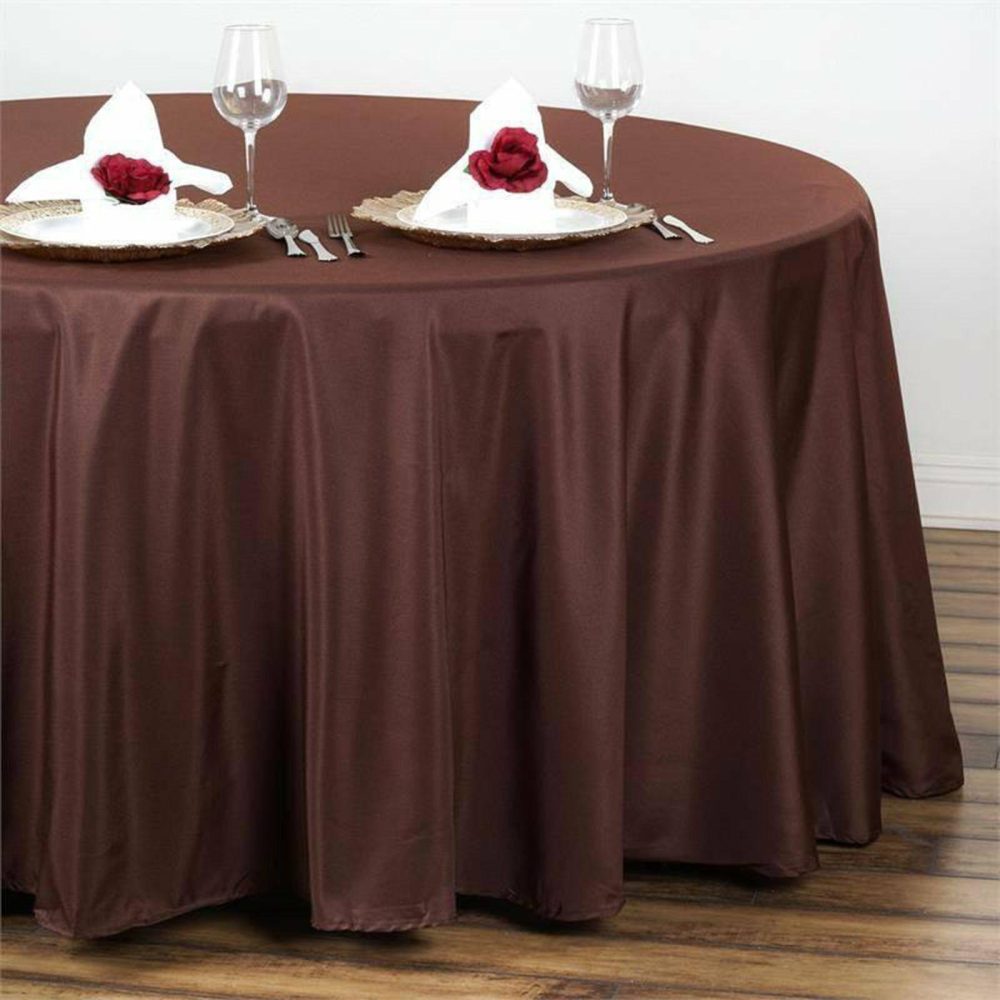 Chocolate Seamless Polyester Round Tablecloth 108″  |   Polyester Polyester Chocolate