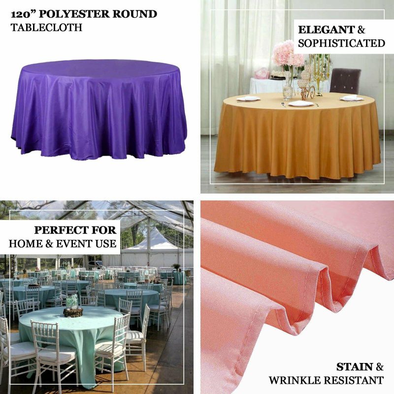 Chocolate Seamless Polyester Round Tablecloth 120″ for 5 Foot Table With Floor-Length Drop  |   Polyester Polyester Chocolate