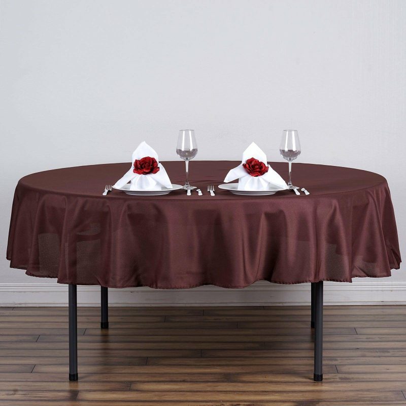 Chocolate Seamless Polyester Round Tablecloth 90″  |   Polyester Polyester Chocolate