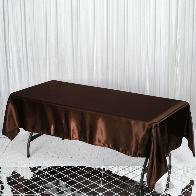 Chocolate Seamless Smooth Satin Rectangular Tablecloth 60″x102″  |   Satin Satin Chocolate