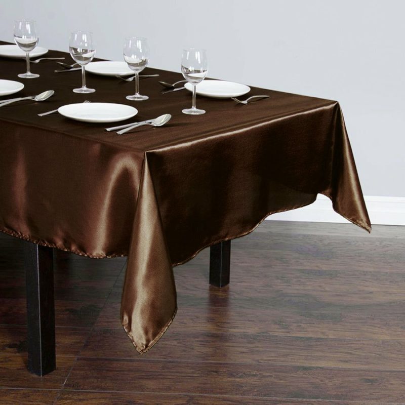 Chocolate Seamless Smooth Satin Rectangular Tablecloth 60″x102″  |   Satin Satin Chocolate