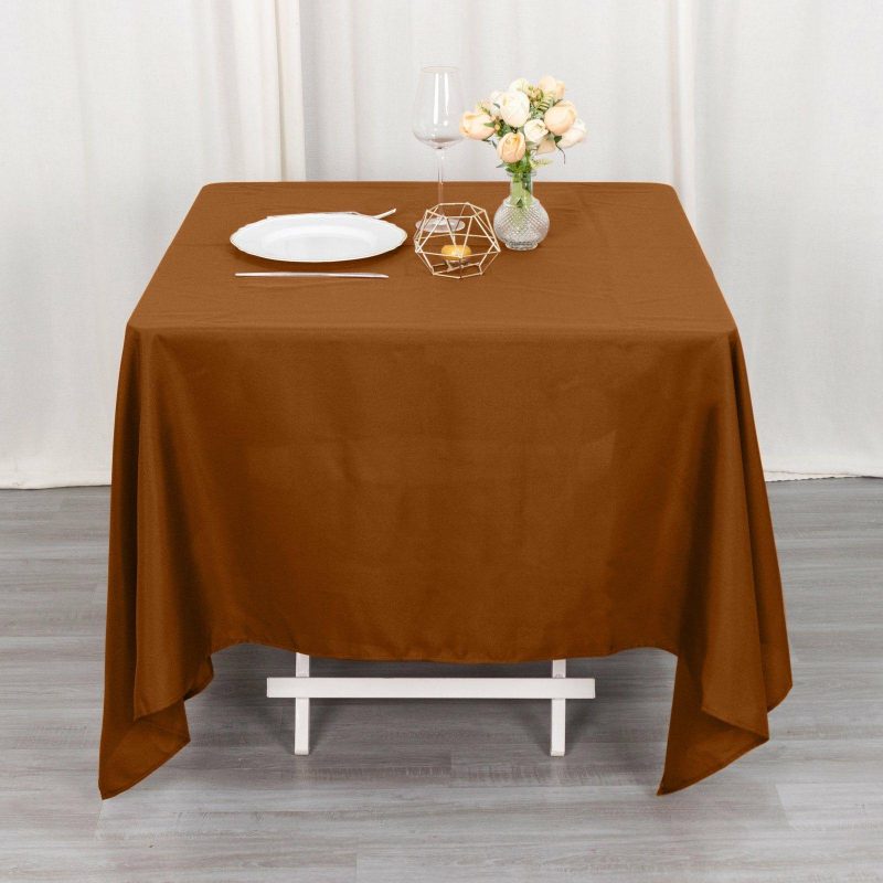 Cinnamon Brown Polyester Square Tablecloth 70″x70″  |   Polyester Polyester Cinnamon Brown