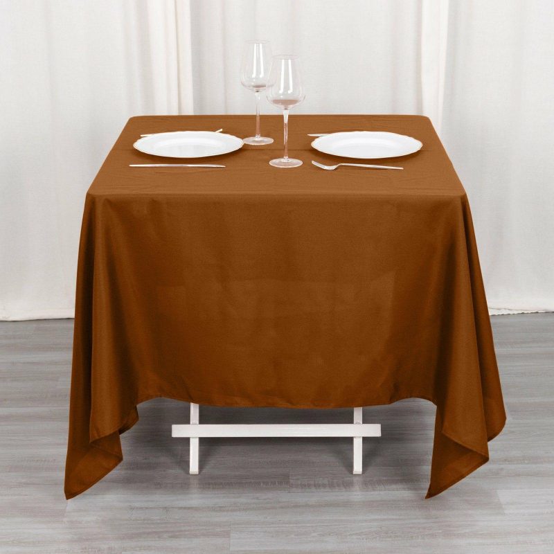 Cinnamon Brown Polyester Square Tablecloth 70″x70″  |   Polyester Polyester Cinnamon Brown