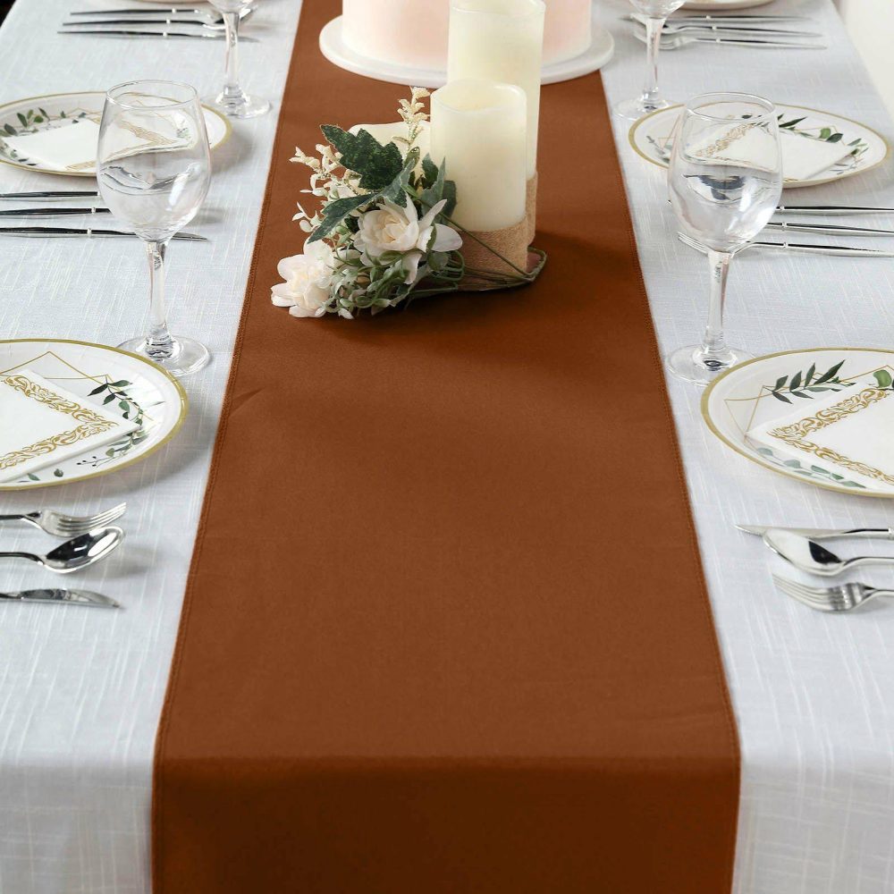 Cinnamon Brown Polyester Table Runner 12″x108″  |   Polyester Polyester Cinnamon Brown