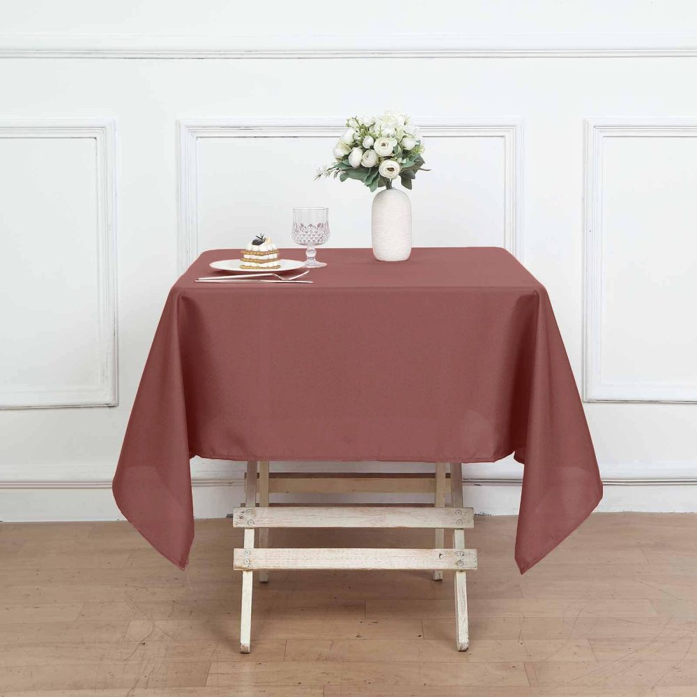 Cinnamon Rose Polyester Square Tablecloth 54″x54″  |   Polyester Polyester Cinnamon Rose