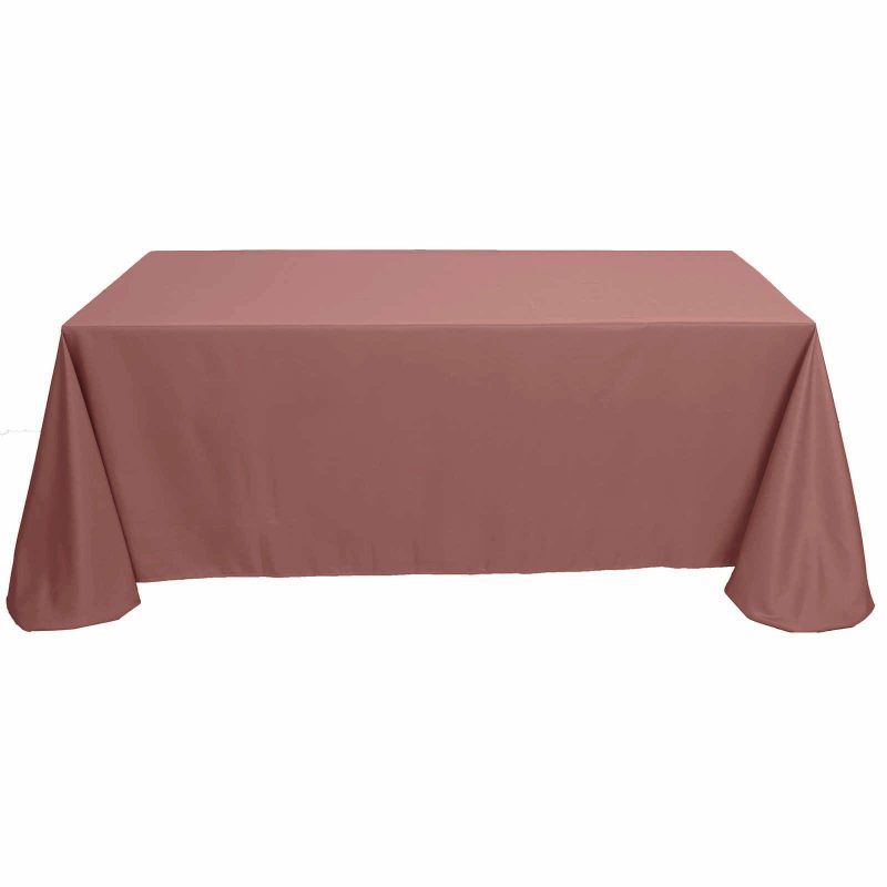 Cinnamon Rose Seamless Polyester Rectangular Tablecloth 90″x156″ for 8 Foot Table With Floor-Length Drop  |   Polyester Polyester Cinnamon Rose