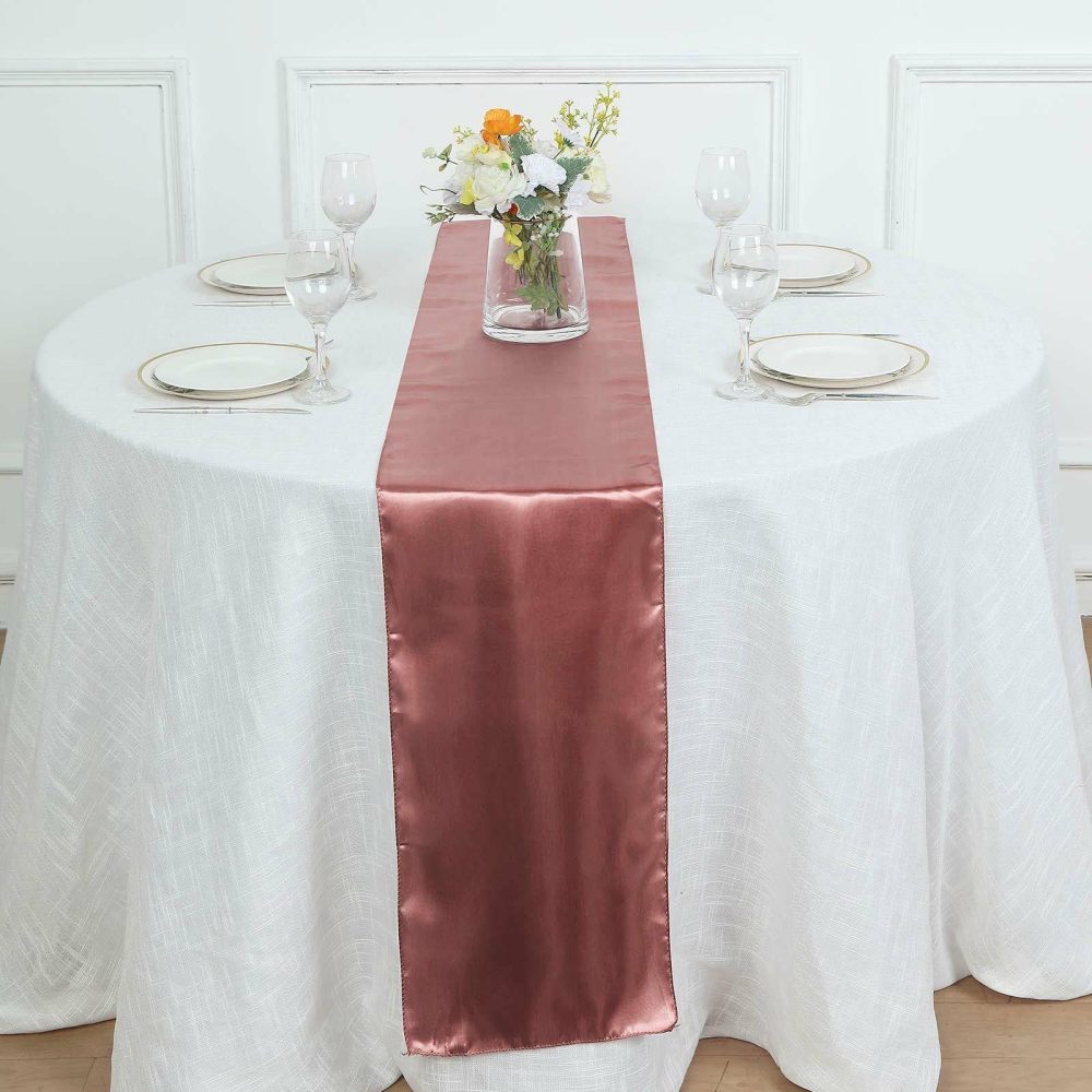 Cinnamon Rose Seamless Satin Table Runner 12″x108″  |   Satin & Taffeta Satin & Taffeta Cinnamon Rose