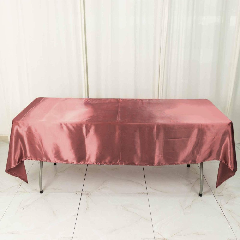 Cinnamon Rose Seamless Smooth Satin Rectangular Tablecloth 60″x102″  |   Satin Satin Cinnamon Rose