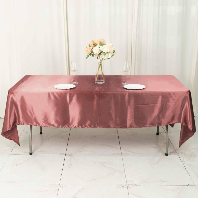 Cinnamon Rose Seamless Smooth Satin Rectangular Tablecloth 60″x102″  |   Satin Satin Cinnamon Rose