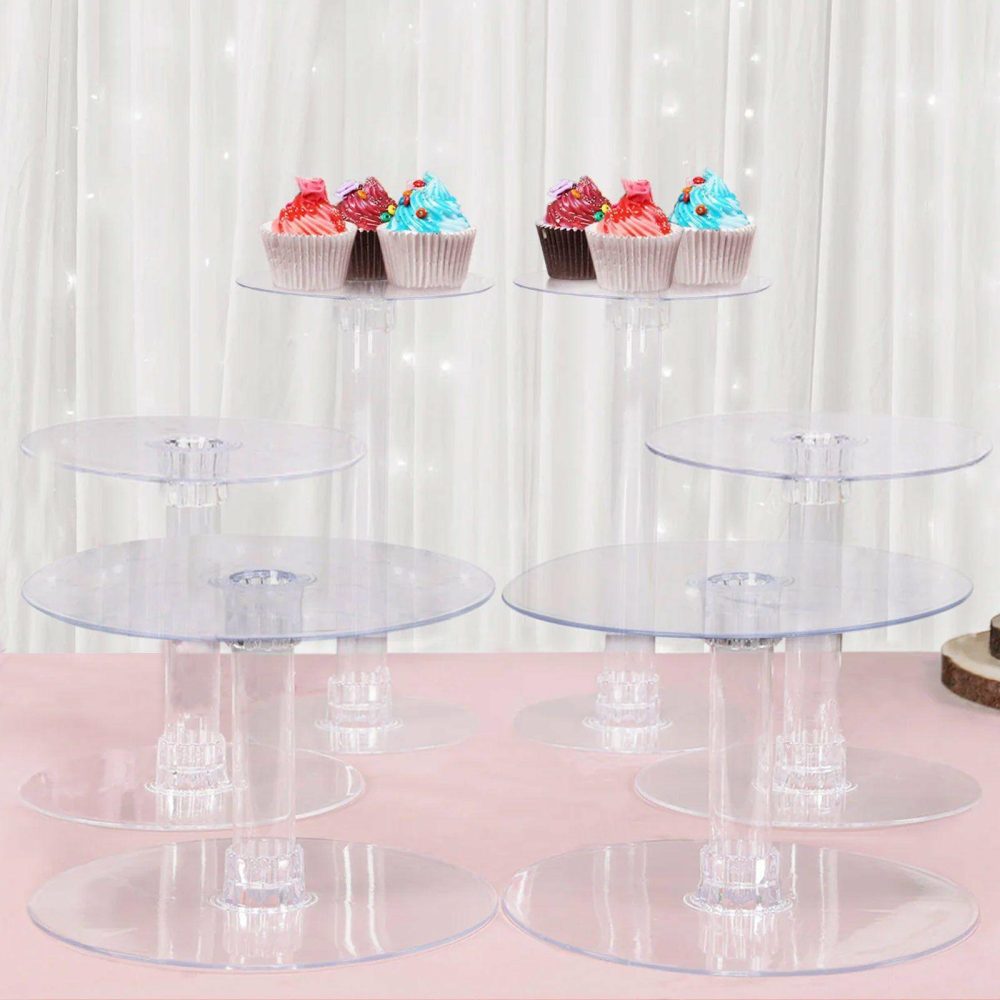 Clear Acrylic Cake Stand Set, Cupcake Holder Dessert Pedestals 7-Tier  |   Servingwares Disposable Plates 7 Tier