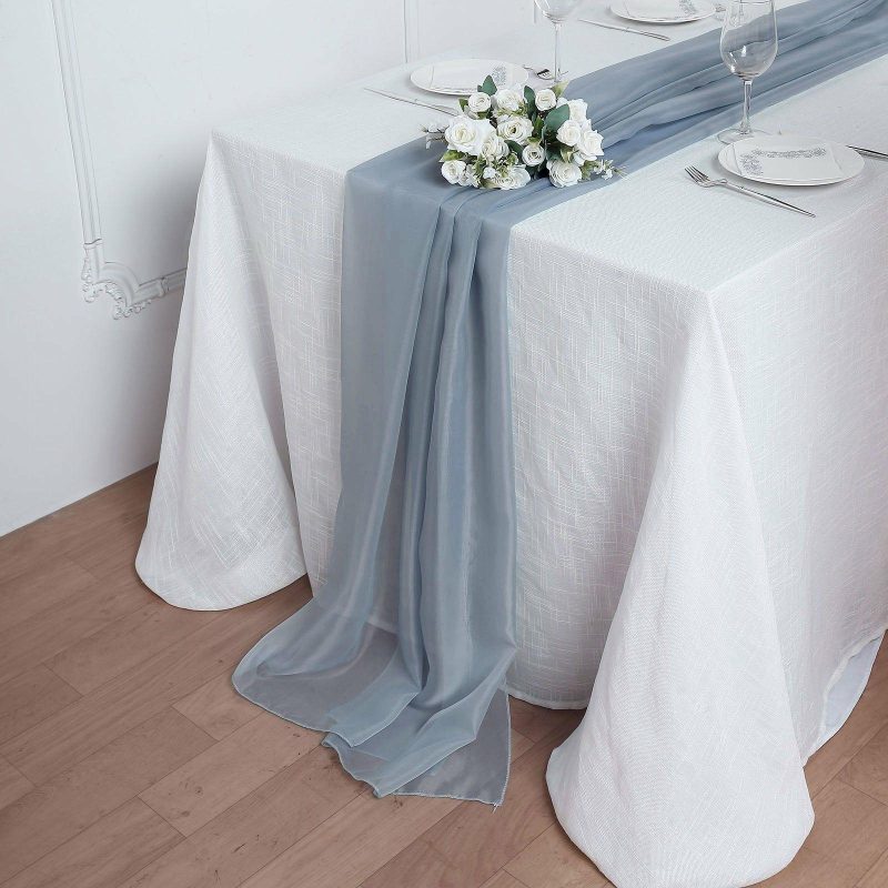 Dusty Blue Premium Chiffon Table Runner 6ft  |   Organza & Chiffon Organza & Chiffon Dusty Blue